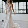 SEXY ORGANIC LACE WEDDING DRESS WITH SPARKLE ELEMENTS by Martina Liana - Image 1