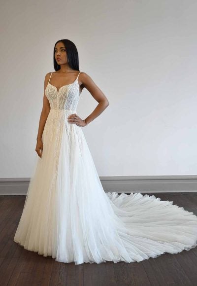 SPARKLING TULLE WEDDING GOWN WITH EXQUISITE BEADING by Martina Liana