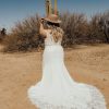 V-NECKLINE COLUMN WEDDING DRESS WITH SHEER BACK DETAIL by Stella York - Image 2
