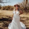 V-NECKLINE COLUMN WEDDING DRESS WITH SHEER BACK DETAIL by Stella York - Image 1