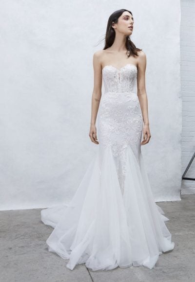 Strapless Fit And Flare Lace Wedding Dress by Alyne by Rita Vinieris