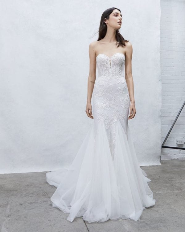 Strapless Fit And Flare Lace Wedding Dress by Alyne by Rita Vinieris - Image 1