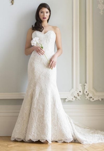 Strapless Sweetheart Neckline Lace Fit And Flare Wedding Dress by Augusta Jones