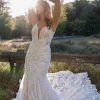FLORAL FIT AND FLARE WEDDING DRESS WITH PLUNGING V-NECKLINE by Essense of Australia - Image 1