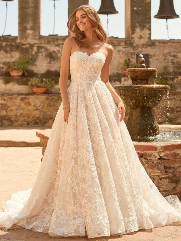 Modern Fairytale Wedding Gown In Soft Lace by Maggie Sottero - Image 1