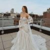 GLAMOROUS TRUMPET WEDDING DRESS WITH FLORAL LACE APPLIQUES by Martina Liana Luxe - Image 1