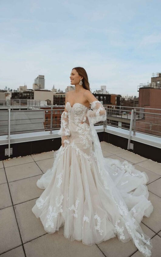 Lace Sheath Wedding Dress With Illusion Back  Kleinfeld Bridal