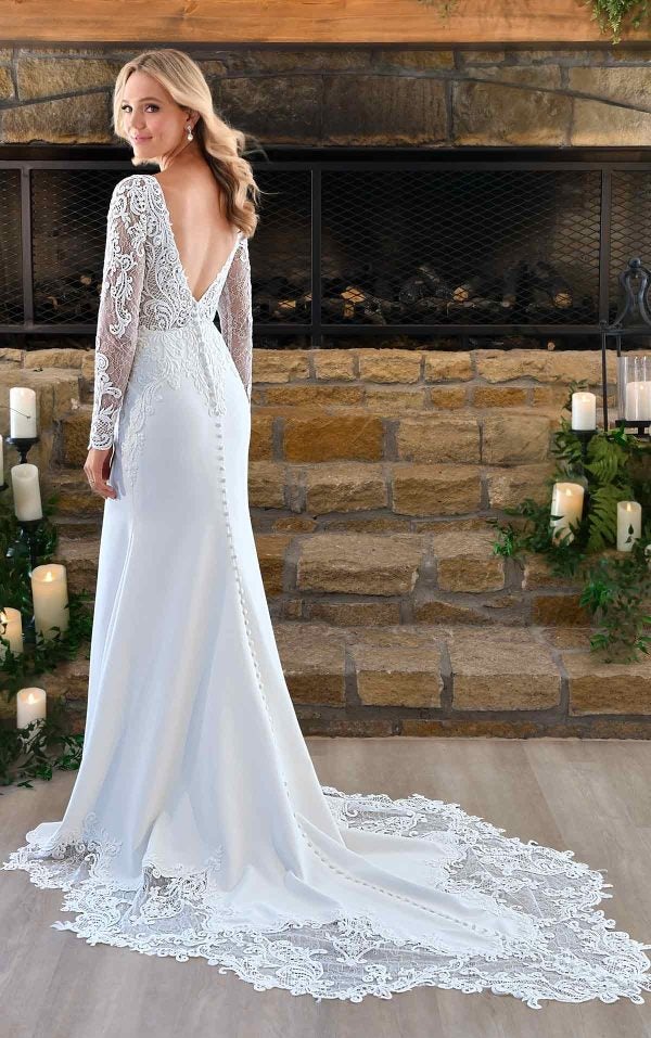 LACE LONG-SLEEVE WEDDING DRESS WITH SIMPLE SKIRT by Stella York - Image 2