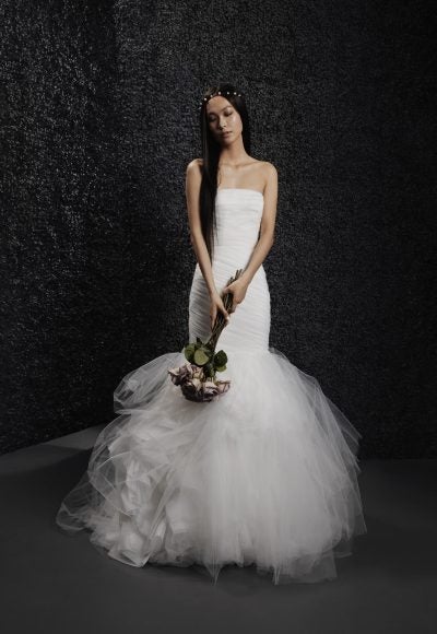 Strapless Fit And Flare Wedding Dress With Tulle Skirt by Vera Wang Bride