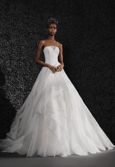 vera wang bride strapless sweetheart neckline ball gown wedding dress with organza and tulle details 34435966