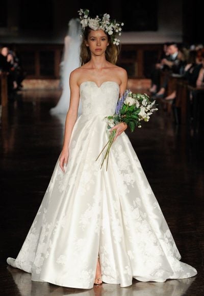 Strapless Sweetheart Neckline Ball Gown Wedding Dress With Slit by Reem Acra
