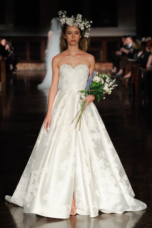 Strapless Sweetheart Neckline Ball Gown Wedding Dress With Slit by Reem Acra - Image 1