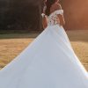 Off The Shoulder Sweetheart Neckline Satin Ball Gown Wedding Dress With Textured Bodice by Allure Bridals - Image 2