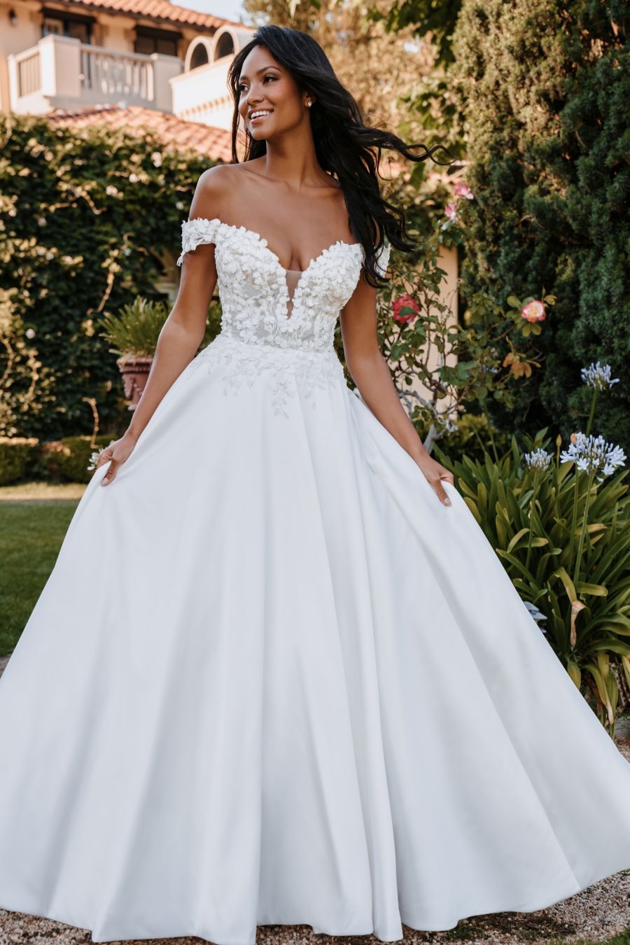 off shoulder wedding dress