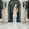 CRYSTAL FRINGE GOWN WITH 3 D FLORAL BEADED LACE by Estee Couture - Image 2