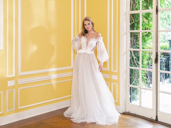 FLORAL BEADED BODICE WITH DETACHABLE 