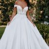 Off The Shoulder Wedding Dress With Dimensional Appliqués And Satin Ballgown Skirt by Allure Bridals - Image 1