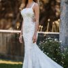 Sheath Lace Wedding Dress With Square Neckline And Illusion Back With Covered Buttons To The Train by Allure Bridals - Image 1