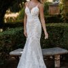 Sheath Wedding Dress With V-neckline And Stitched Lace by Allure Bridals - Image 1