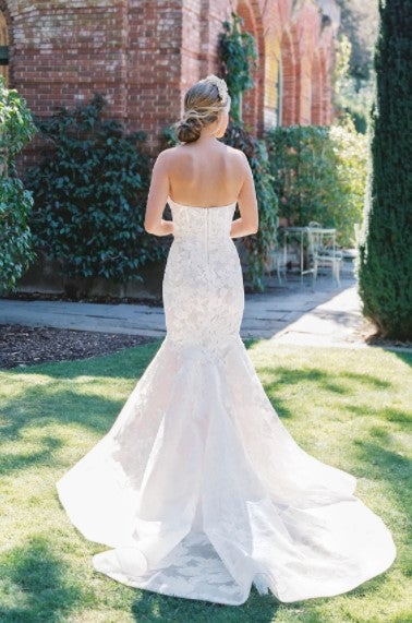 Strapless Floral Fit And Flare Wedding Dress With Sequin Appliqués And V-neckline by Anne Barge - Image 2