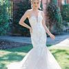 Strapless Floral Fit And Flare Wedding Dress With Sequin Appliqués And V-neckline by Anne Barge - Image 1