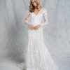 Long Sleeve Fit And Flare Wedding Dress With V-neckline And Lace Sparkle Tulle by BLUSH by Hayley Paige - Image 1