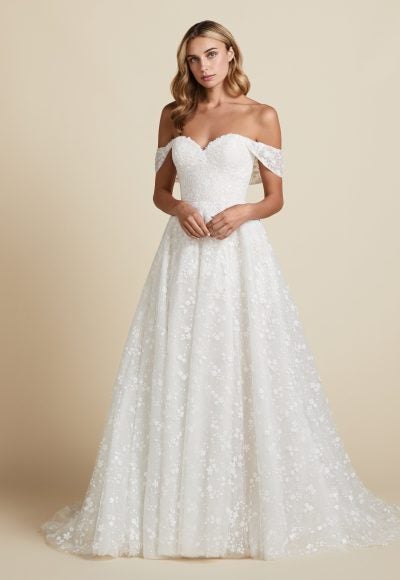 Off-shoulder Wedding Dress With Sweetheart Neckline And Sparkle Lace Lining by BLUSH by Hayley Paige
