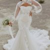 Fit And Flare Lace Wedding Dress With Detatchable Long Sleeves by Martina Liana Luxe - Image 1