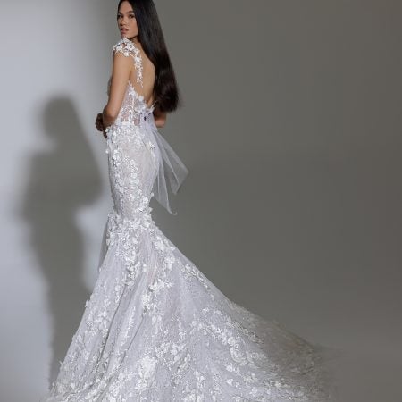 Cal Sleeve Floral Lace Mermaid Wedding Dress | Kleinfeld Bridal