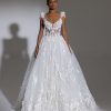 Corset Bodice Floral Lace Cap Sleeve Ball Gown Wedding Dress by Pnina Tornai - Image 1