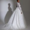 High Collar Long Puff Sleeve Lace Ballgown Wedding Dress by Pnina Tornai - Image 2
