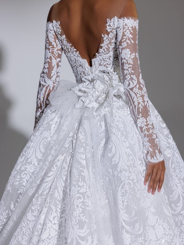 Off The Shoulder Long Sleeve Sweetheart Neckline Ballgown Wedding Dress by Pnina Tornai - Image 2