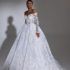 Off The Shoulder Long Sleeve Sweetheart Neckline Ballgown Wedding Dress by Pnina Tornai - Image 1