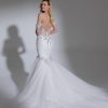 Off The Shoulder V-neckline Embroidered Lace Mermaid Wedding Dress by Pnina Tornai - Image 2