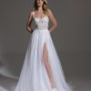 Sleeveless Square Neckline A-line Wedding Dress With Beaded Bodice And Slit by Pnina Tornai - Image 1