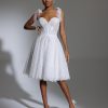 Spaghetti Strap Sweetheart Neckline Short Lace Wedding Dress With Overskirt by Pnina Tornai - Image 1