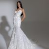 Strapless Deep V Illusion Neckline Floral Lace Mermaid Wedding Dress by Pnina Tornai - Image 1