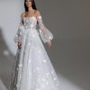 Strapless Sheer Bodice A-line Wedding Dress With Flowers by Pnina Tornai - Image 2