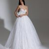 Strapless Sweetheart Neckline Beaded Lace Ball Gown Wedding Dress With Puff Sleeves by Pnina Tornai - Image 1