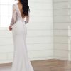 Long Sleeve Sheath Wedding Dress With V Neckline And Lace Bodice. by Essense of Australia - Image 2