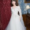 V-neck 3/4 Embellished Sleeved Tulle Skirt Ball Gown Wedding Dress by Jenny Packham - Image 2