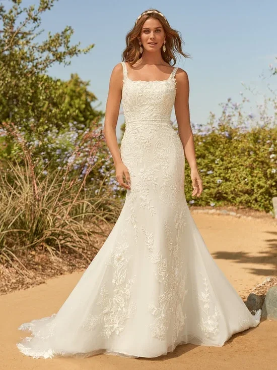 Sleeveless Fit And Flare Wedding Dress With Square Neckline And Lace Applique by Maggie Sottero - Image 1