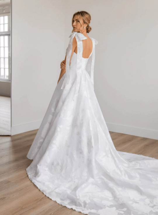 Ball Gown Jacquard Wedding Dress With Front Slit And Pockets by Rebecca Schoneveld - Image 2