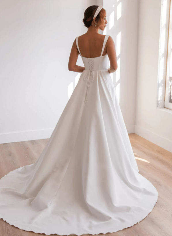 Square Neckline Sleeveless Ball Gown Wedding Dress With Corset Back by Rebecca Schoneveld - Image 2