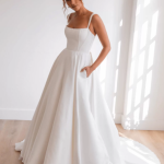 Square Neckline Sleeveless Ball Gown Wedding Dress With Corset Back ...