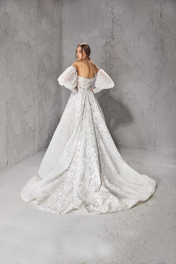 A-line Wedding Dress With Detachable Puff Long Sleeves by Tony Ward - Image 2