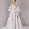A-line Wedding Dress With Detachable Puff Long Sleeves by Tony Ward - Image 1
