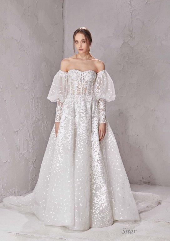 A-line Wedding Dress With Detachable Puff Long Sleeves by Tony Ward - Image 1