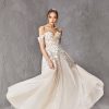 Off The Shoulder A-line Wedding Dress With Lace Appliqué And Tulle Skirt by Tony Ward - Image 1