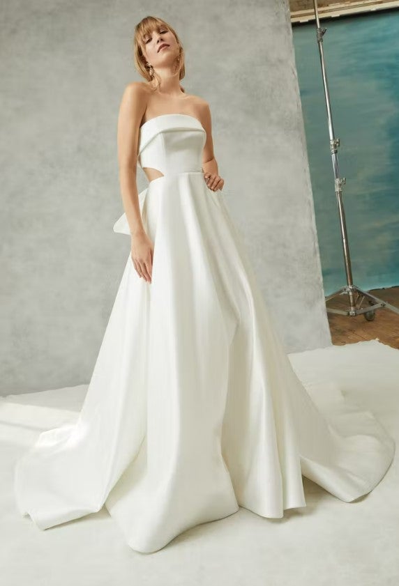 Strapless Ball Gown Wedding Dress with Bow